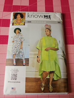 Know Me Pattern ME2026 Hi-Low Shirtdress + Shell Knit Dress Sizes 18 20 22  24 26 | eBay