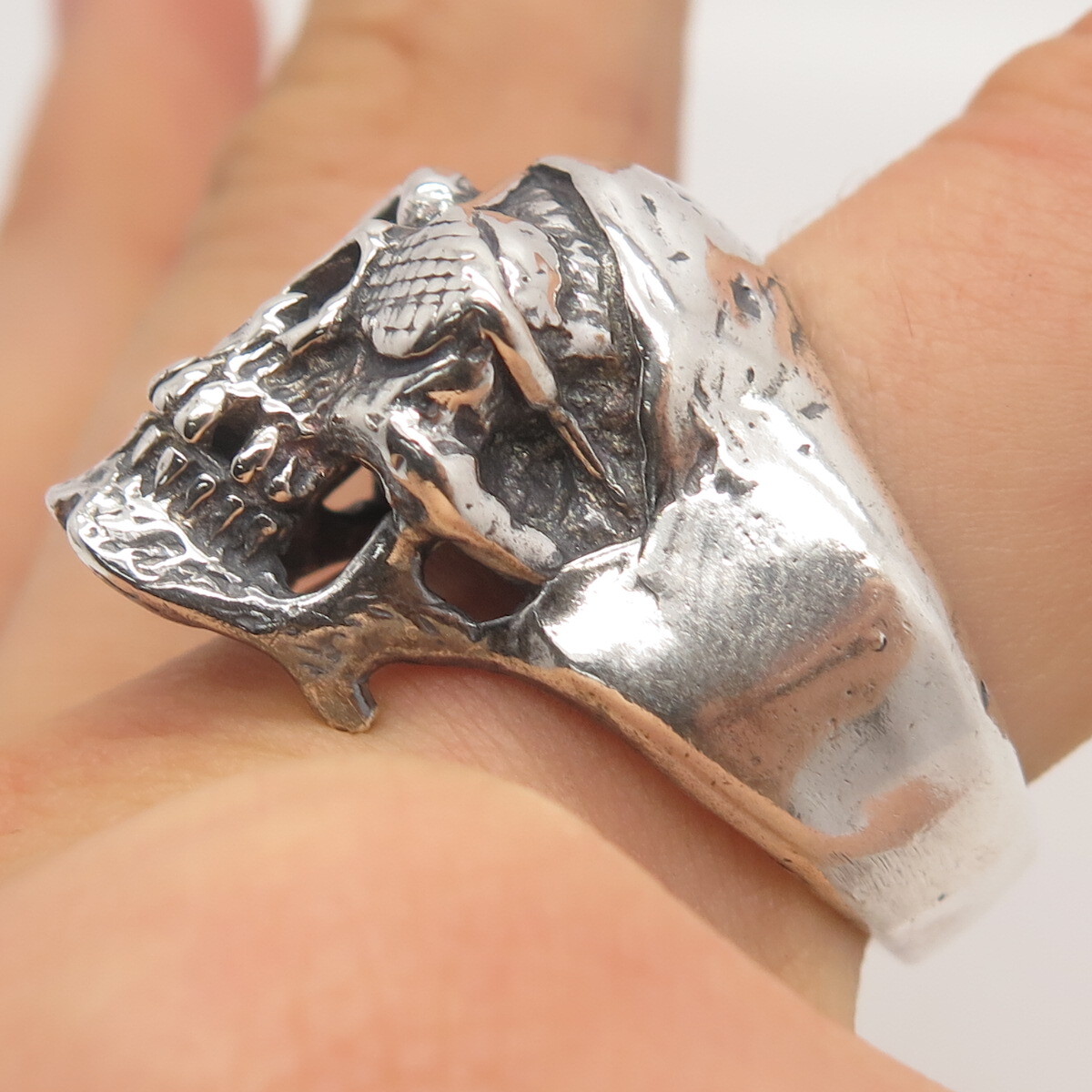 925 Sterling Silver Vintage Skull Biker Ring Size 8.75 | eBay