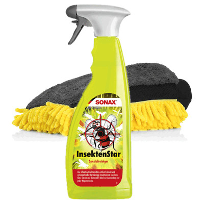 SONAX InsectStar 750 ml + XL 3in1 washing glove insect net yellow car wash 
