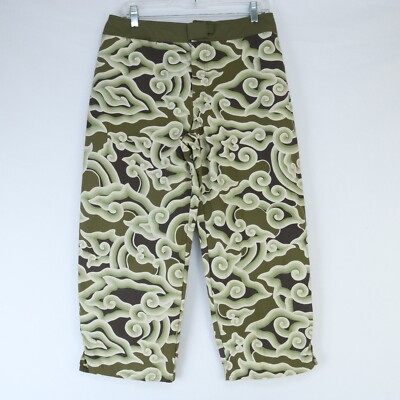 VTG PATAGONIA PATALOHA GREEN WAVE PRINT STRAIGHT LEG CAPRI PANTS WMS SZ 10