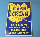 VINTAGE CASH FOR CREAM PORCELAIN GENERAL STORE SERVICE STATION PUMP PLATE SIGN