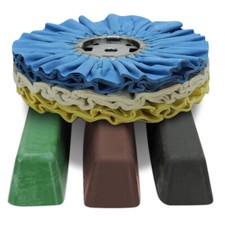 6 Piece Stainless Steel Buffing Kit: "10 Airway Buff Wheels  XL Compound Bars