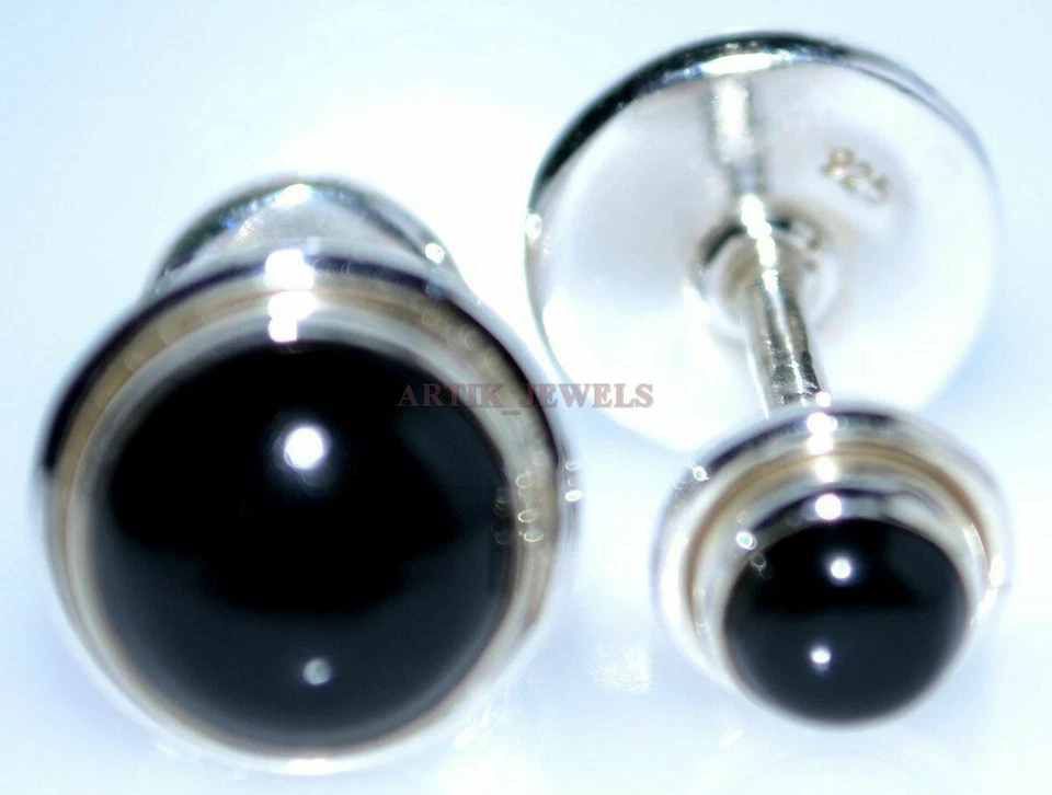 Gemelo De Ónix Negro Natural Con Plata Esterlina 925 #2378 - Imagen 3 de 3