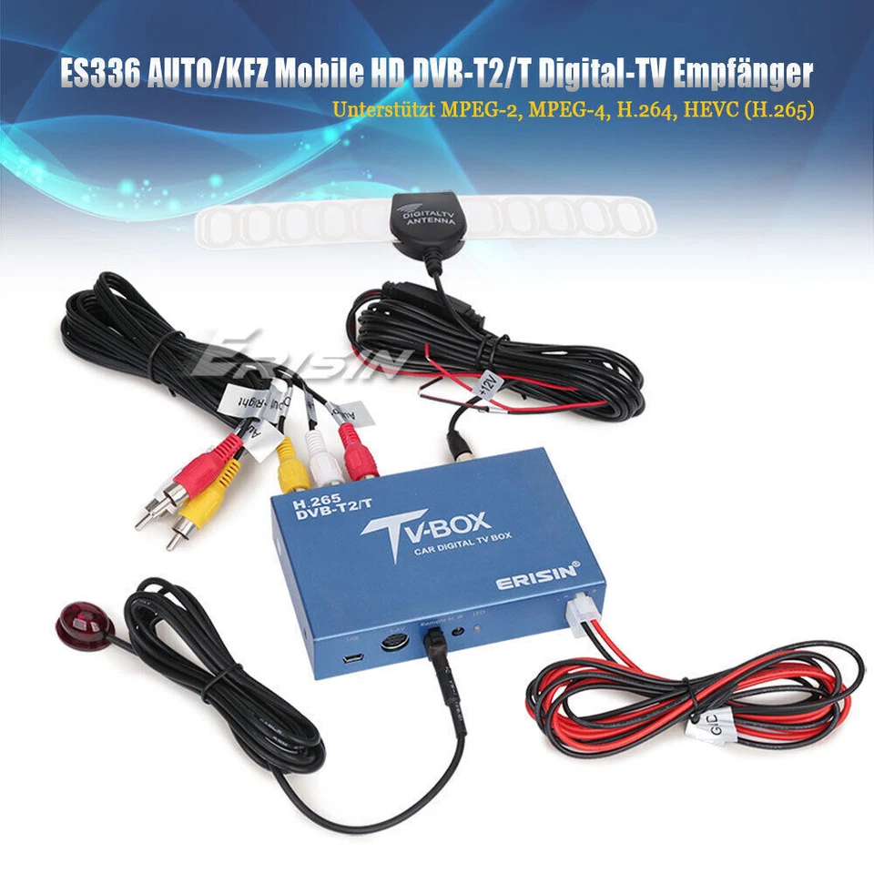 Erisin ES336 Auto Mobile HD DVB-T2/T Digital TV Empfänger H.265 EN302 USB MPG2/4