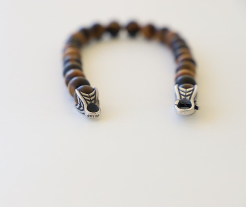 David Yurman 8mm Spiritual Beads Bracelet Sterling Silver with Tigers Eye 8.5" - Picture 7 of 7