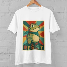 Resist Frog T-Shirt Portland Protest Art Graphic Tee Vintage Poster Style Unisex