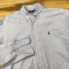 Ralph Lauren Yarmouth Shirt 15.5 34/35 Button Down Pinpoint Oxford Blue Vintage