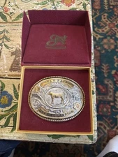 Gist Silversmiths SLV Fair Breeding Beef Grand Champion Belt Buckle New In Box
