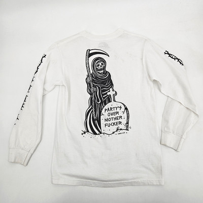 Lurking Class PARTY'S OVER Long Sleeve Shirt Men's Size Small Sketchy Tank White