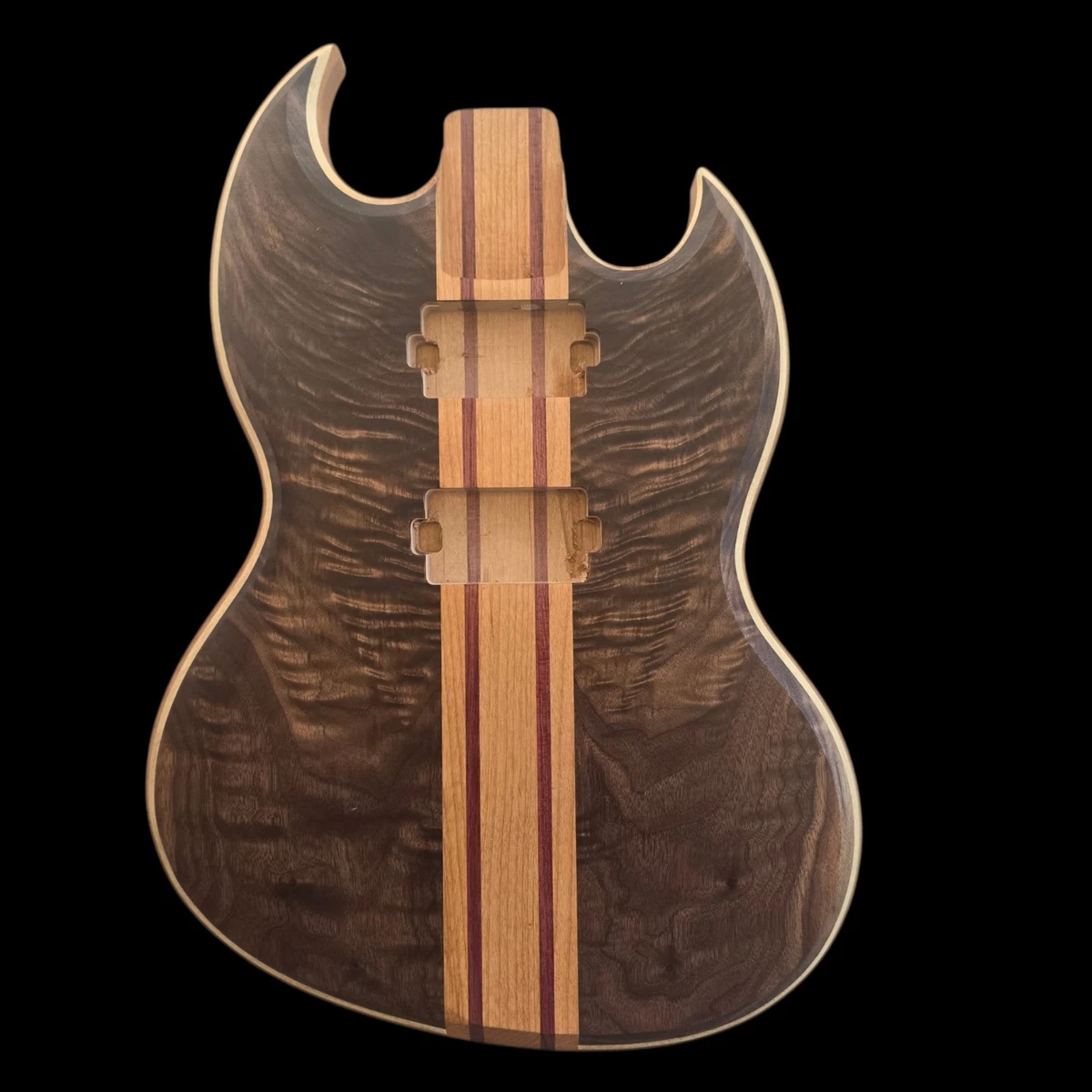 SG Style Custom Guitar Body 1 of a Kind Handmade Walnut/Alder Luthier