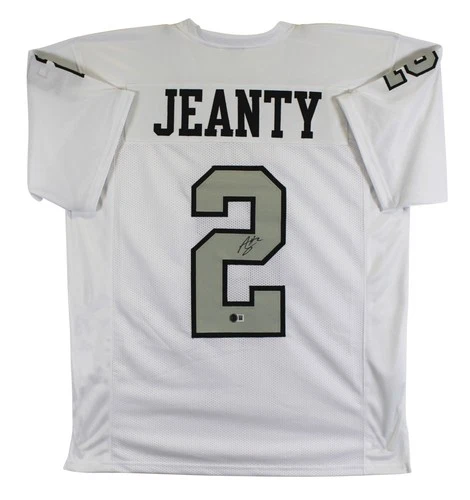Ashton Jeanty Authentic Signed White Color Rush Pro Style Jersey BAS Witnessed