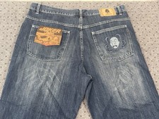 VTG Y2K Joker Brand Jeans Baggy JNCO Style Skater Wide Leg Indigo Crinkle 42x32