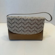Vintage Metallic Bronze Evening Clutch Bag with Silver Lace Overlay and Strap