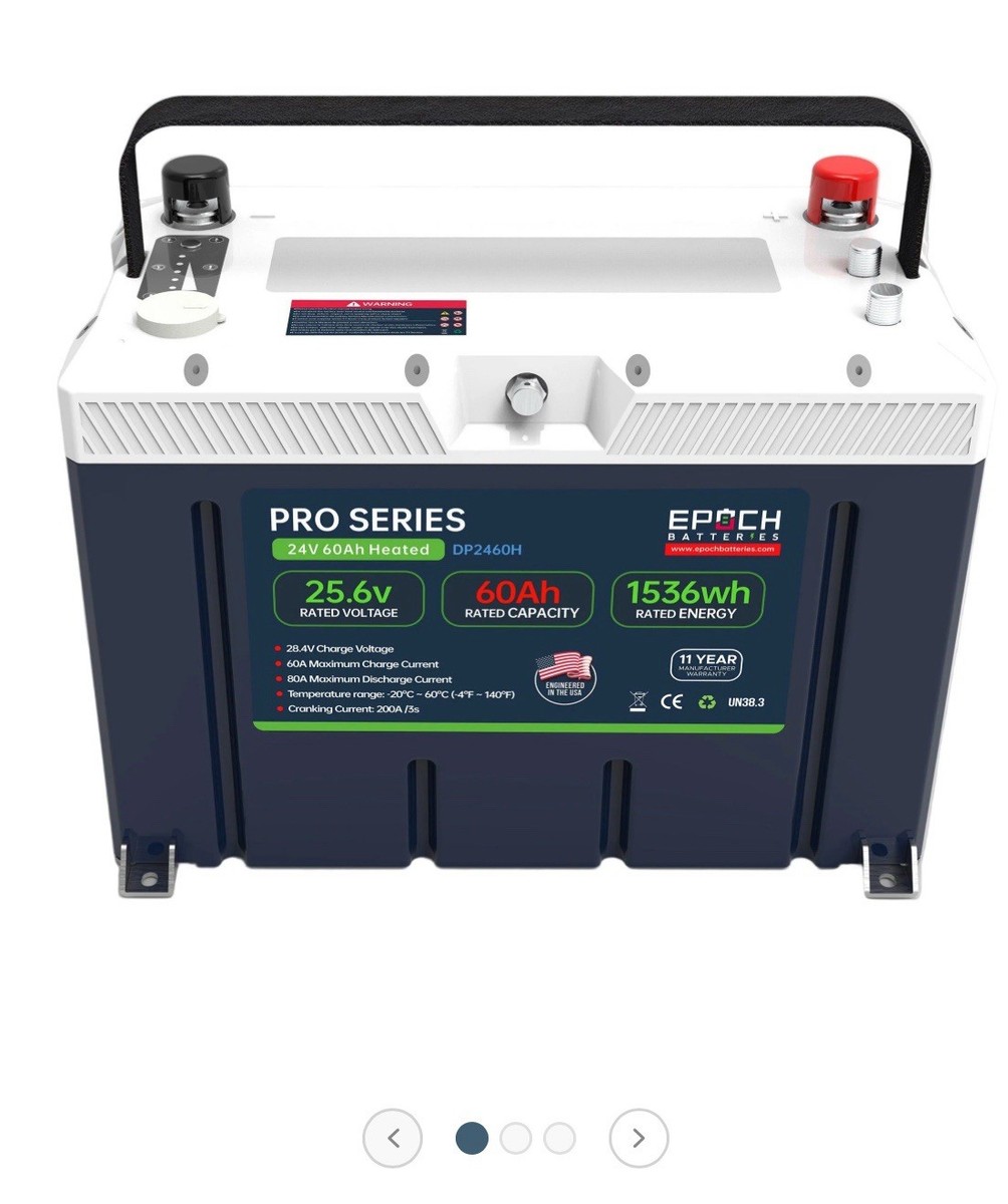 Epoch 24V 60AH Pro Series Heated, bluetooth, & Victron Comm Lithium Battery  | eBay