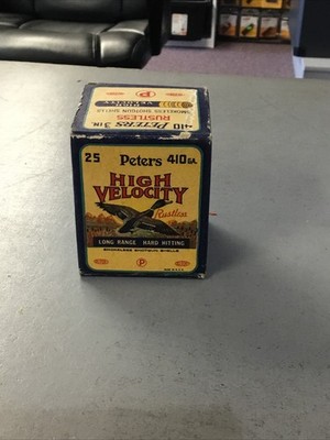 Vintage 25 Rounds Peters Empty Box 410 Ga Shotgun Shell Box Flying Duck 3 In