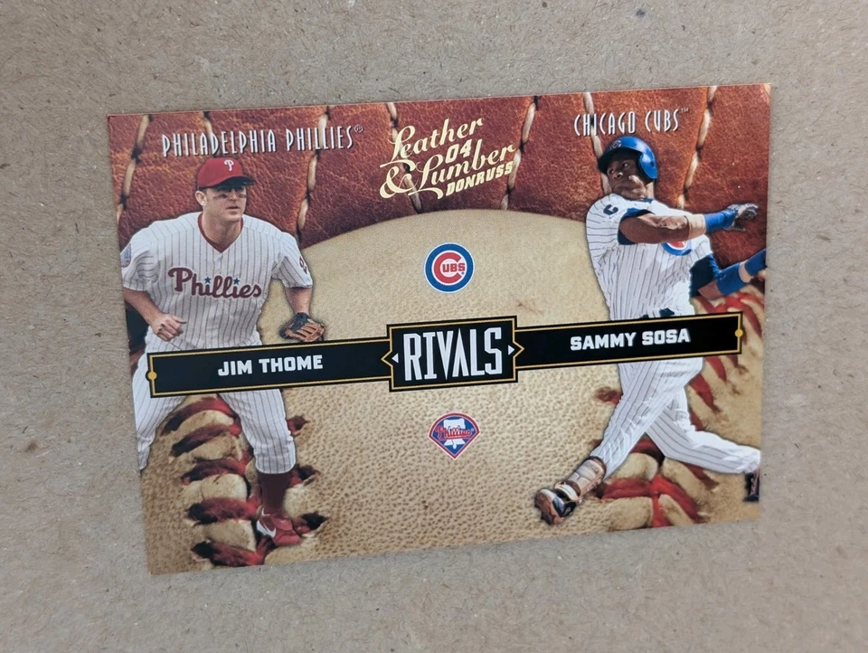 2004 Donruss Leather & Lumber - Rivals Jim Thome, Sammy Sosa #LLR-40 /2499 - Image 2 of 3