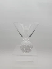 Vtg Bullicante Martini Cocktail Ball Bottom Glass Clear W Controlled Bubbles