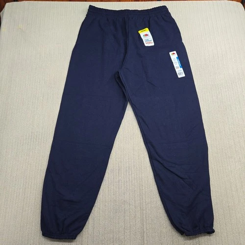 Vintage Fruit of the Loom Sweatpants Mens Large Blue Fleece Joggers Y2K