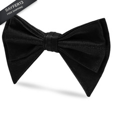 GHTIYLP Mens Oversized Bow Tie Pre Tied Satin Tuxedo Ties Black