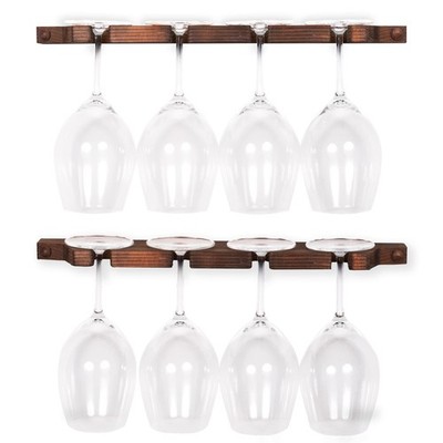 Rustic State Suvla Wall Mounted Wood Stemware Rack Hanging Shelf Glassware Ho...