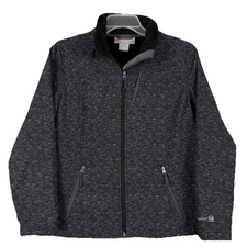 Free Country Full Zip Fleece Lined Soft shell Jacket Sz Large Black & White