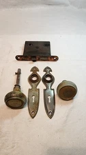 Vintage Mortise Lock Set With Door Knobs and Back Plates Works No Key!