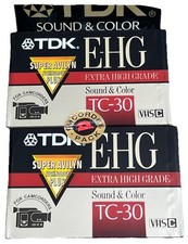 TDK EHG TC-30 Camcorder VHS C Tapes Extra High Grade 2 Pack New Sealed