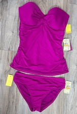 NWT - Tommy Bahama U/W Strapless Wrap Front Long Bandini Bikini Top Sash Pant S