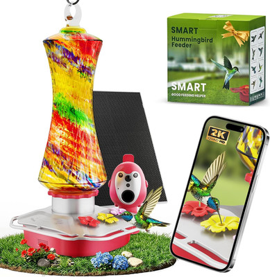 Hummingbird Feeder with Camera, 2K Smart Bird Feeder with AI Bird Detection & Ap