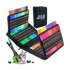 120 Colors Dual Brush Marker Pens, Art Markers with Fine and Brush ... Fast Ship