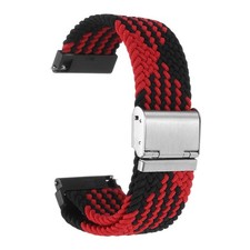 24mm Nylon Braided Watch Bands with Stainless Steel Buckle, Black Red