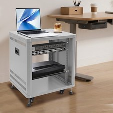 Network Stereo Rack Rolling Server Rack Open Cabinet with Caster Wheels Grey