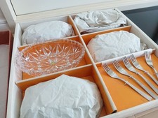HOYA CRYSTAL Bowl w/ Fork*5 5pcs set 18x12x6cm/7.08x4.72x2.36" HOYA CRYSTAL HOYA