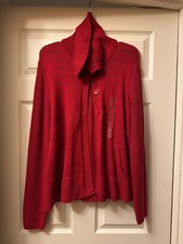 Jones New York Size XL Red Button Up Cardigan/Sweater Cotton NWT