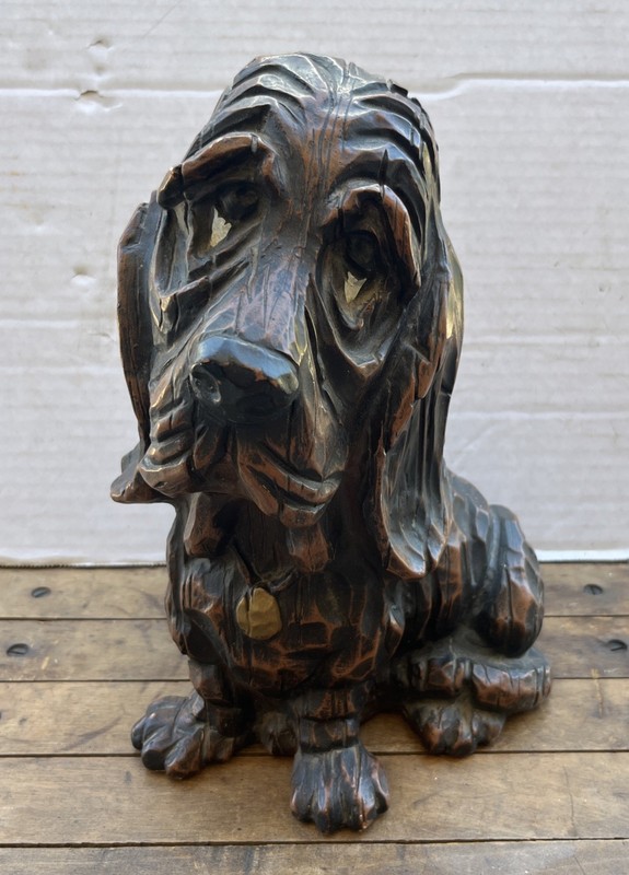 Vtg Bassett Hound Dog Sad Big Eye Resin Figurine Universal Statuary 1972
