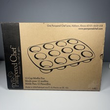The Pampered Chef Nuova Mai Usata Family Heritage #1465 Padella Muffin Gres 12 Tazze