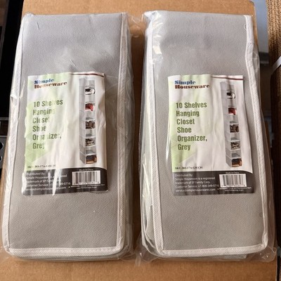 2 Simple Houseware BO-17A-G#EC01 10 Shelves Hanging Closet Shoe Organizer Grey