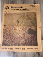 Original 1969 Apollo 11 Moon Landing Souvenir Newspaper Section
