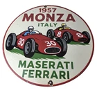 Vintage Ferrari Sign - Maserati Monza Sales Service Dealer Gas Porcelain Sign