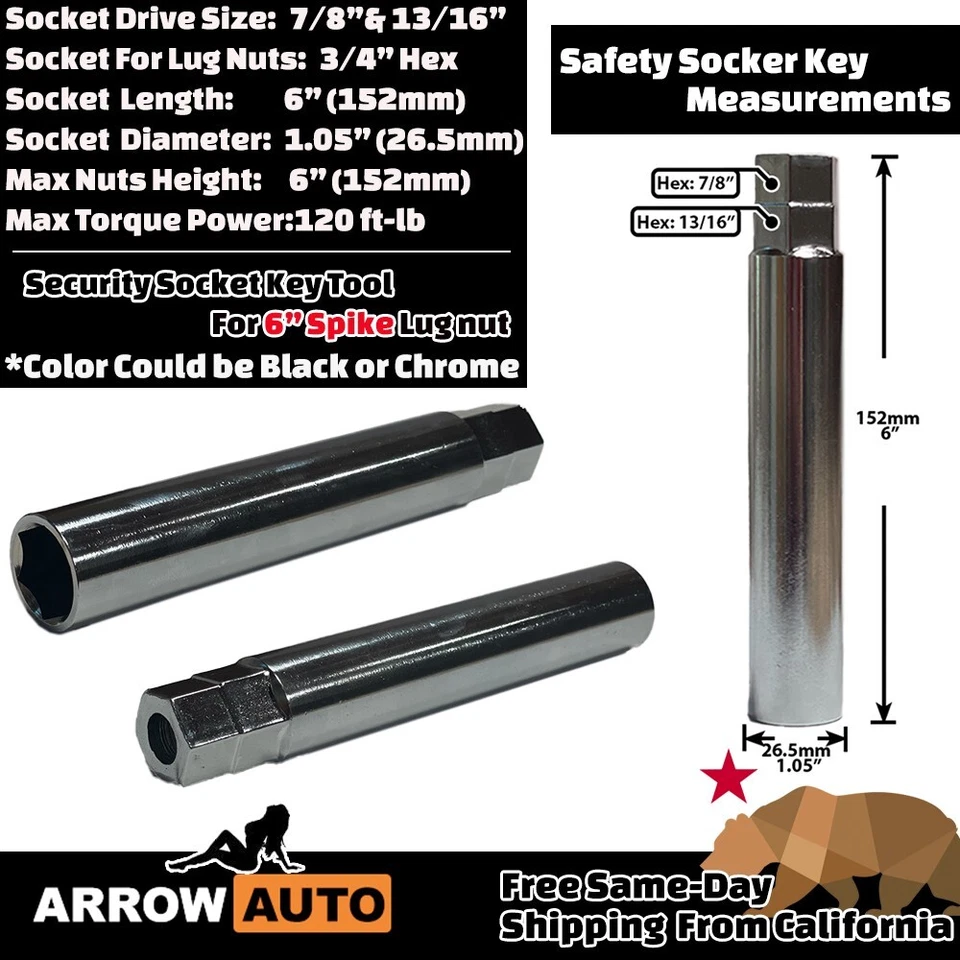 24x 6" Extra Alto Cromo M12x1.25 Pico Tuercas y Llave Ajuste Nissan Infiniti Foto 3 de 4