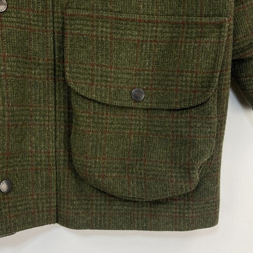 Barbour Loden Tweed Coat Mens Large Green Check Shooting Hunting Field Jacket - Picture 12 of 23