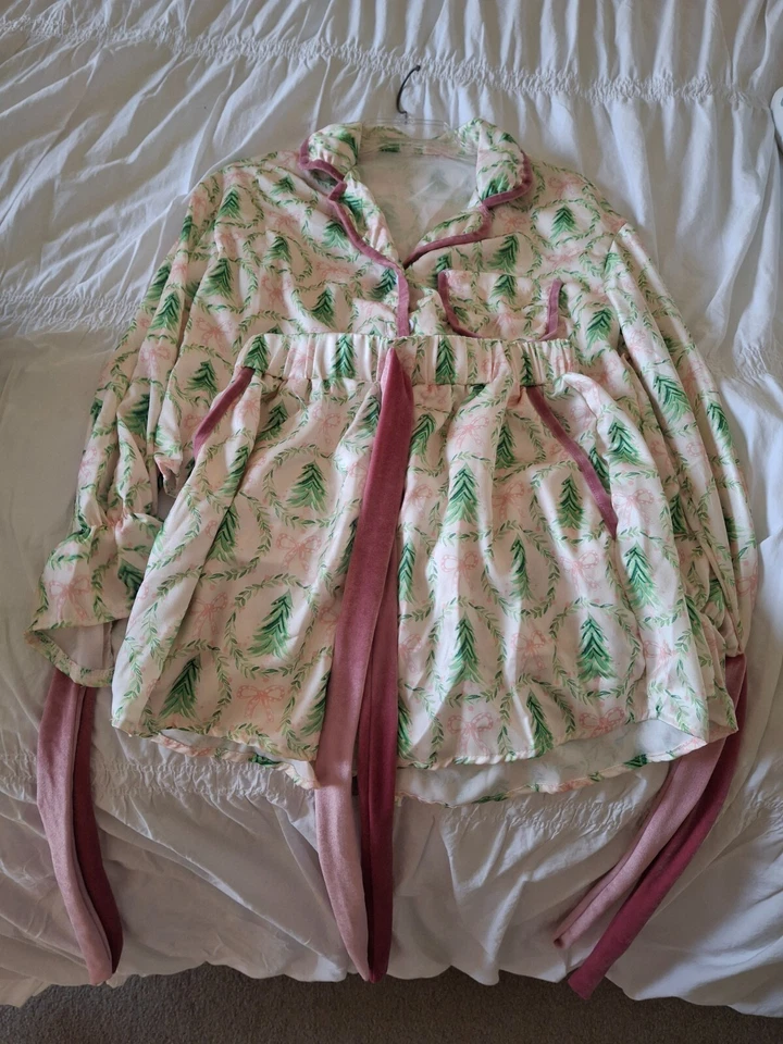 Meihuida Women's Pajama Sets Button Down Long Sleeve Christmas Sleepwear  — 第 3/4 张图片