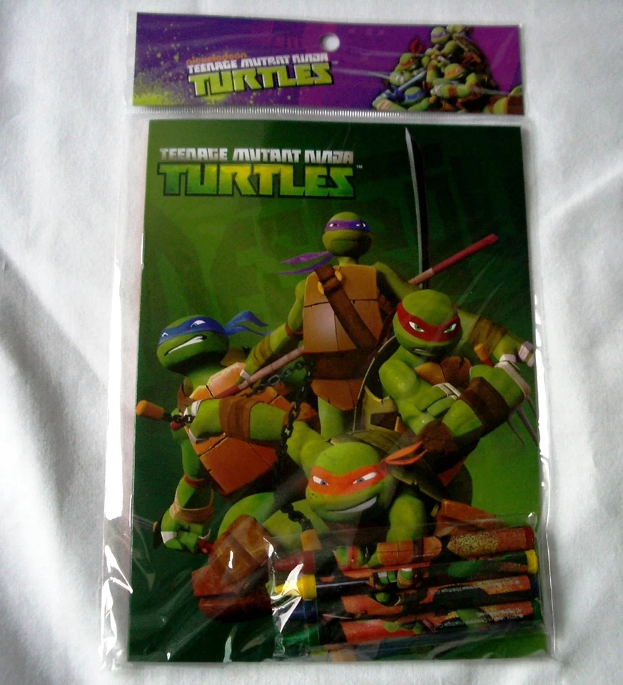 Libro para colorear 12 Tortugas Ninja adolescentes mutantes y 48 lápices de colores fiesta regalo bolsa relleno Foto 4 de 4