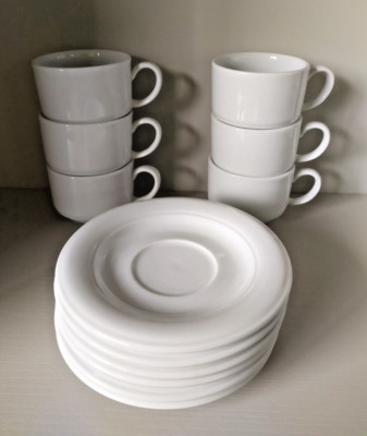 Service mit 6 Frühstückstassen mit Untertasse Porzellan Iris 20cl
