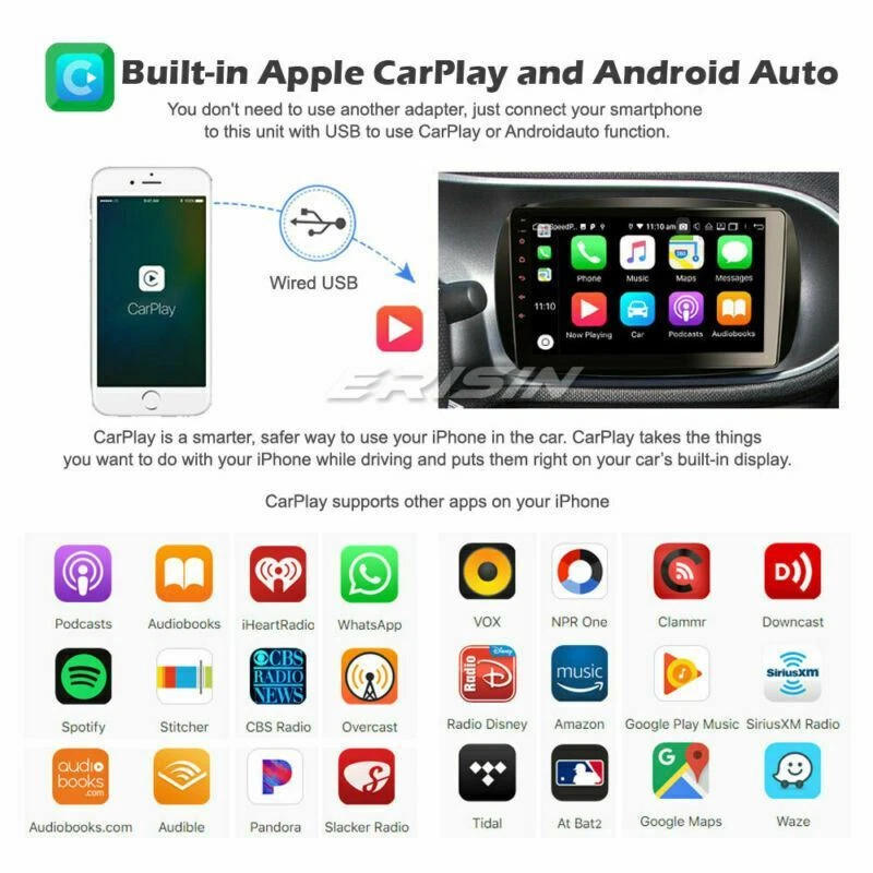 9"CarPlay Android 14 Autoradio 8-Kern GPS DAB+SWC Navi Für Mercedes-Benz Smart - Bild 2 von 4