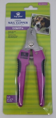 Top Paw Conair Large Nail Clipper Safety Guard Soft Gel Grip New Unused 