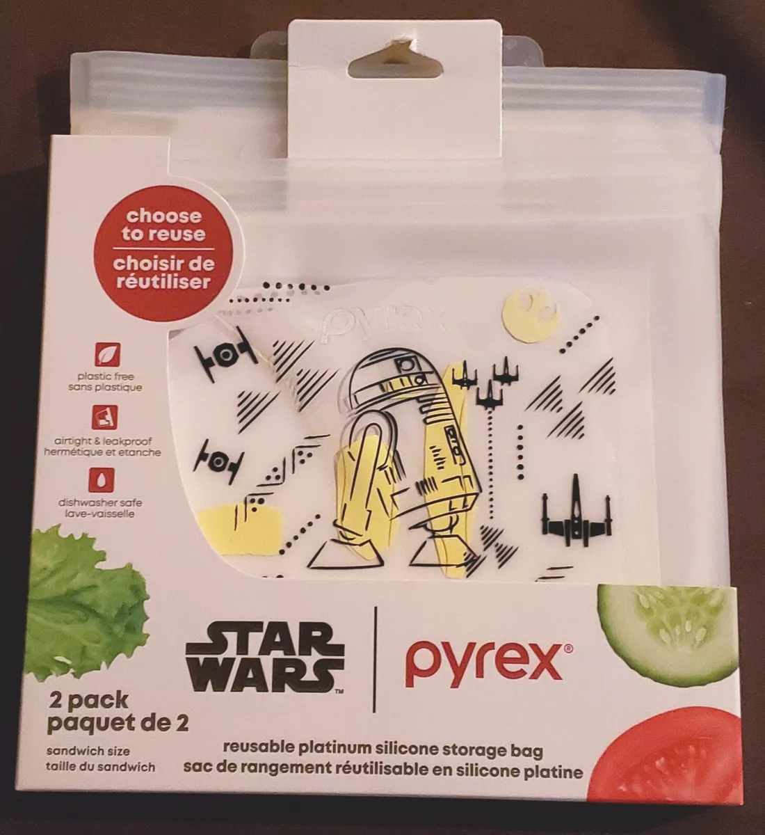 STAR WARS R2 D2 DARTH VADER PYREX Platinum SILICONE STORAGE BAGS