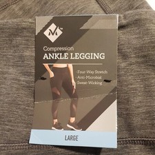Sz L Ladies Ankle Leggings, Gray Heather, Mesh Inserts, 25.5" Inseam New