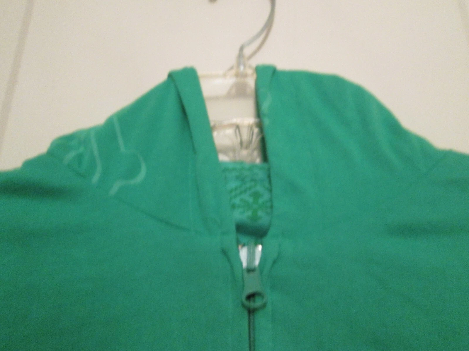 OFF WHITE Felpa con cappuccio e zip No Boundaries verde con disegno teschio foderata donna junior taglia XL 15 17