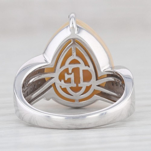 Nuevo Lance Fischer Welo Ópalo Diamante Anillo 14k Oro Blanco Sz 7 Pera Cabujón - Imagen 5 de 8